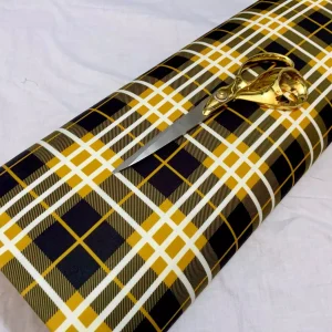 Stretch Double Knit Ponti Jersey Checked Gold-Black Mask/Dress Fabric