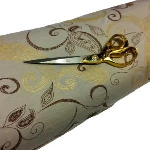 Gold Foil Paisley Print Stretch Viscose Jersey Dress/Craft Fabric