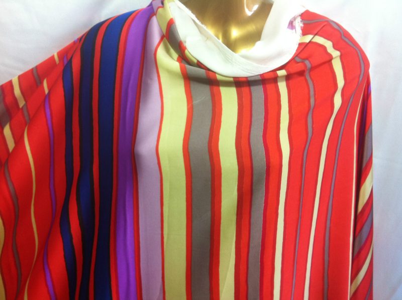 Light Drapey Liquid Satin MultiColoured Striped Print DressCrafts FabricNEW 221633948740