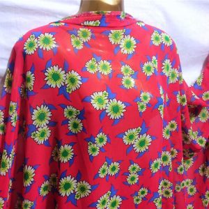 Smooth Cerise Chiffon Floral-Daisies Print Dress/Craft Fabric