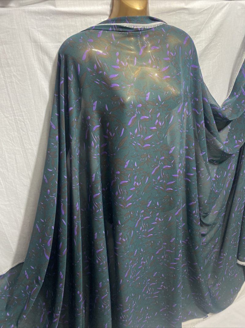 NEWSmooth Chiffon Dark Forest Green Leaves Print DressCrafts FabricFREE PP 225193954490