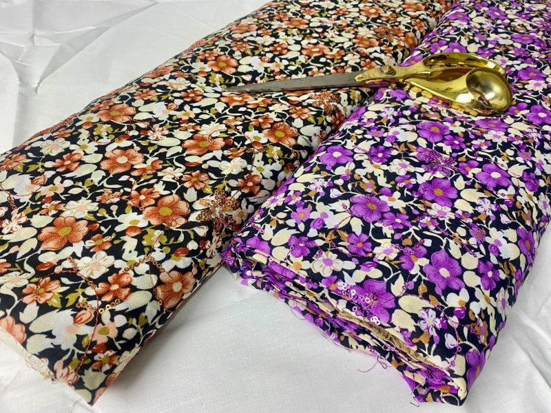SaleSmooth Sequinned Embroided Floral Poly Cotton DressCrafts FabricFREE PP 226240582450