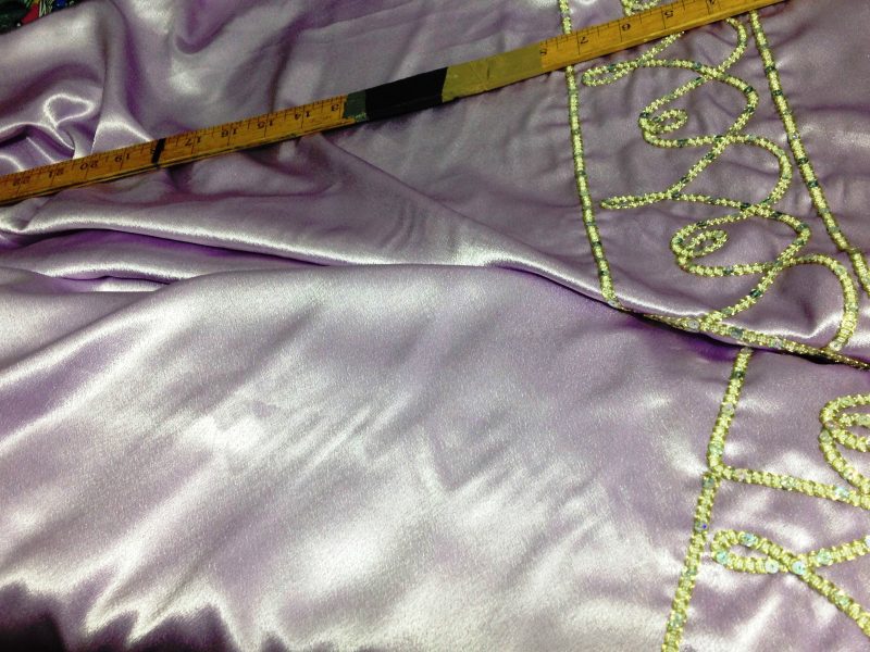 60 Wide Pale Lilac CrepeBacked Satin With Sequinned Lace Border Designer Fabric 221322450331