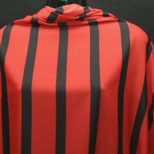 Fine Quality Striped Crepe De Chine Red/Black Dress/Craft Fabric