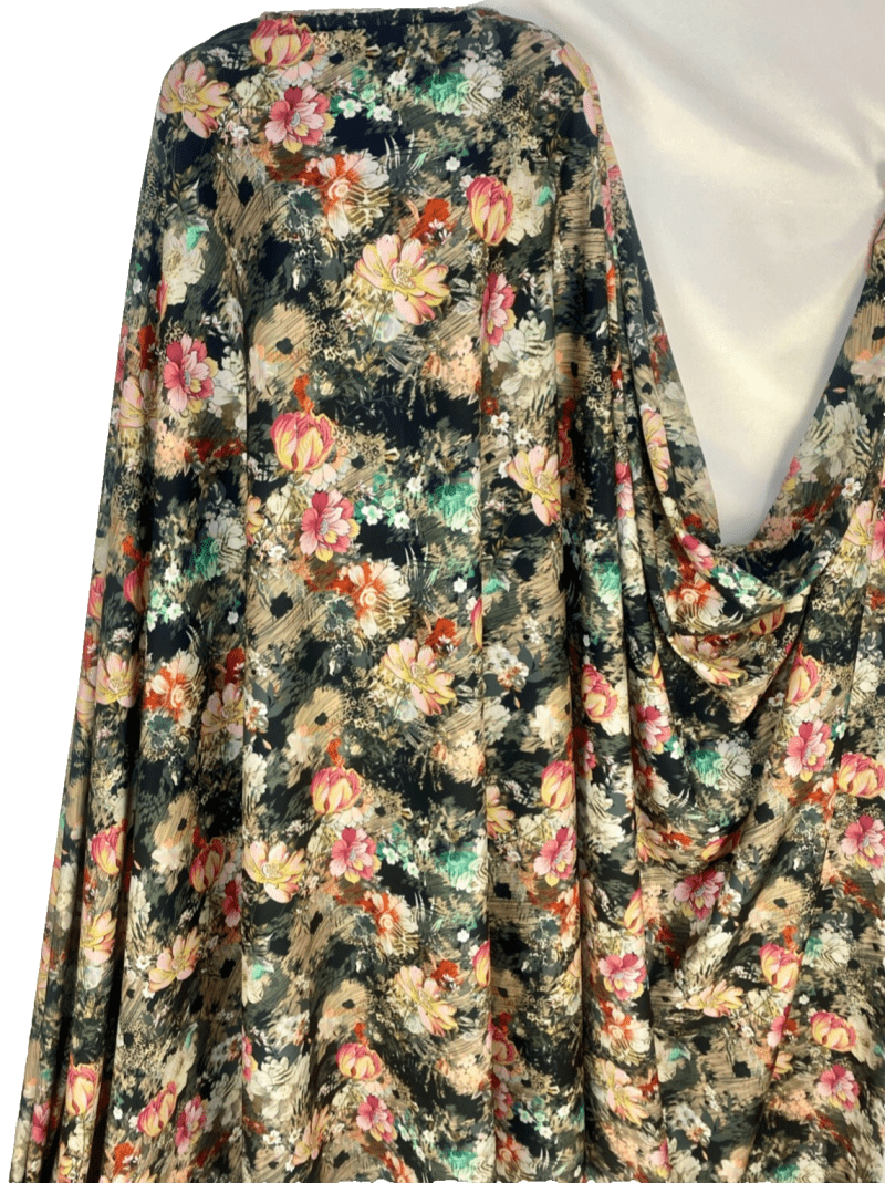 NEW Black Base Multicolour Floral Polyester Fabric DressCraft 60 FREE PP 326609816321