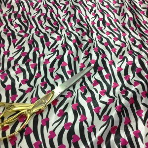 L/Weight Smooth Liquid Satin Animal Hearts Print Fabric