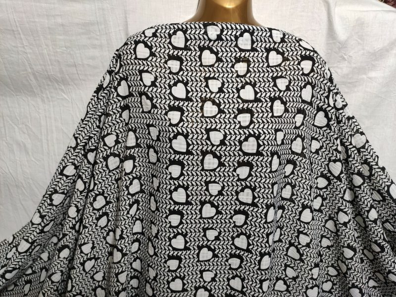NEWBlack White Burnout Polyester Hearts Print DressCraft FabricFREE PP 324162505701
