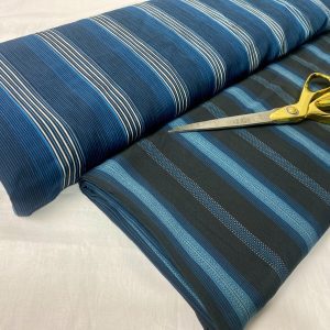 Crinkle Polyester Blue/Black Stripes Suiting/Dress/Crafts Fabric