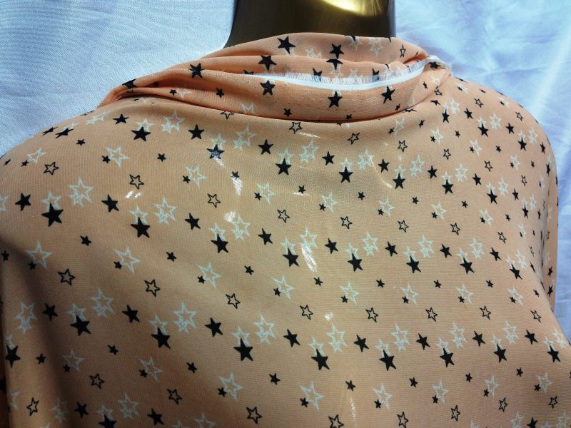 NEWLight Orange Chiffon BlackWhite Stars Print Fabric 60 WideFREE PP 321678956021