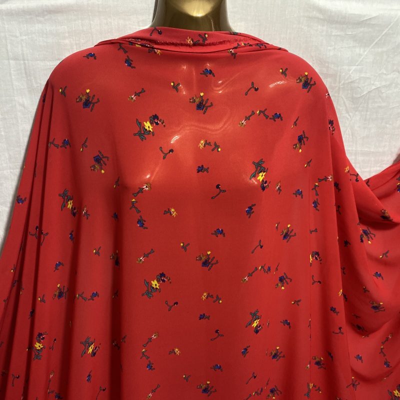 NEWSmooth Chiffon RedBlue Small Floral Print DressCrafts FabricFREE PP 225049407861