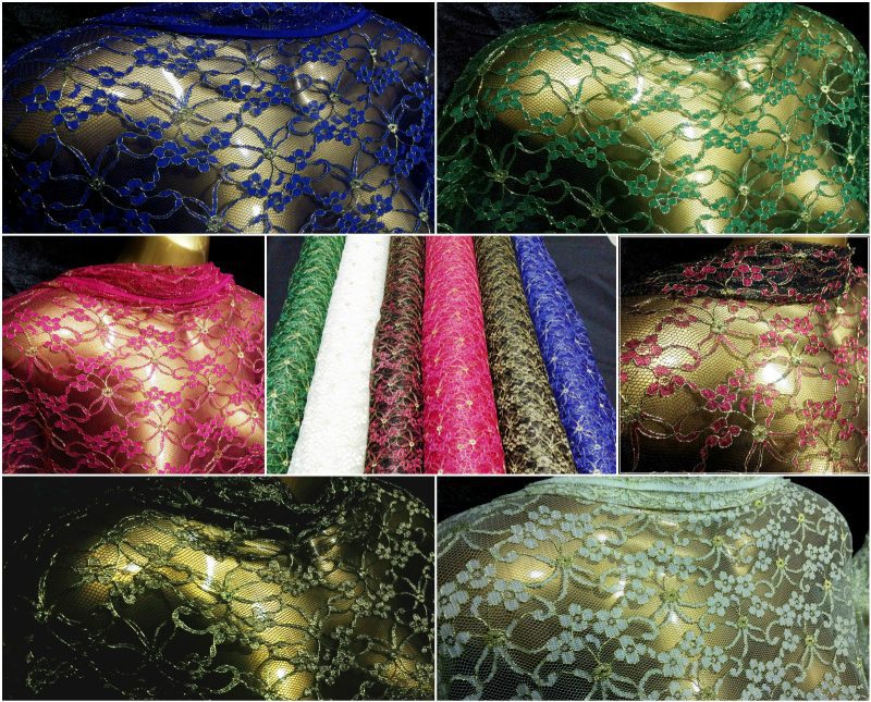 NEWStunning Floral Gold Lurex Lace fabric BridalCraftsDress FabricFREE PP 321923564391