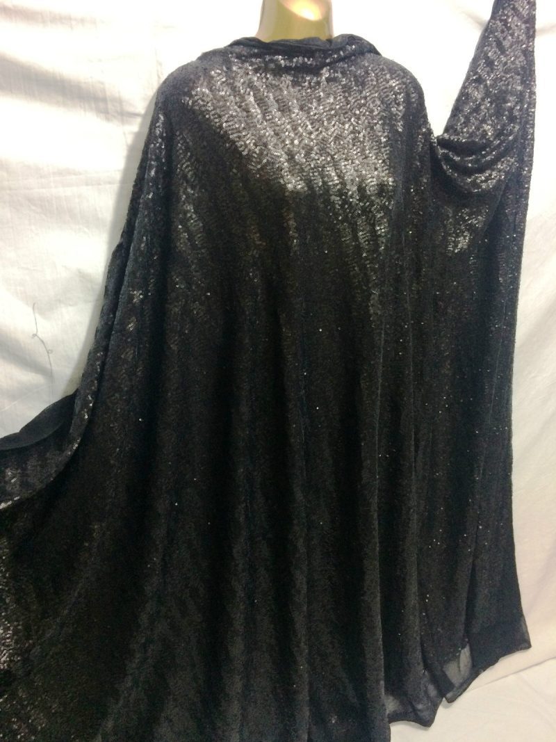 Full Over Sequinned Black Net Lace Designer BridalEvening Dress Fabric REDUCED 322298461972
