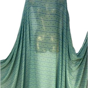 Chiffon Green Blue Geometric Stripe Fabric Dress/Craft/Curtain