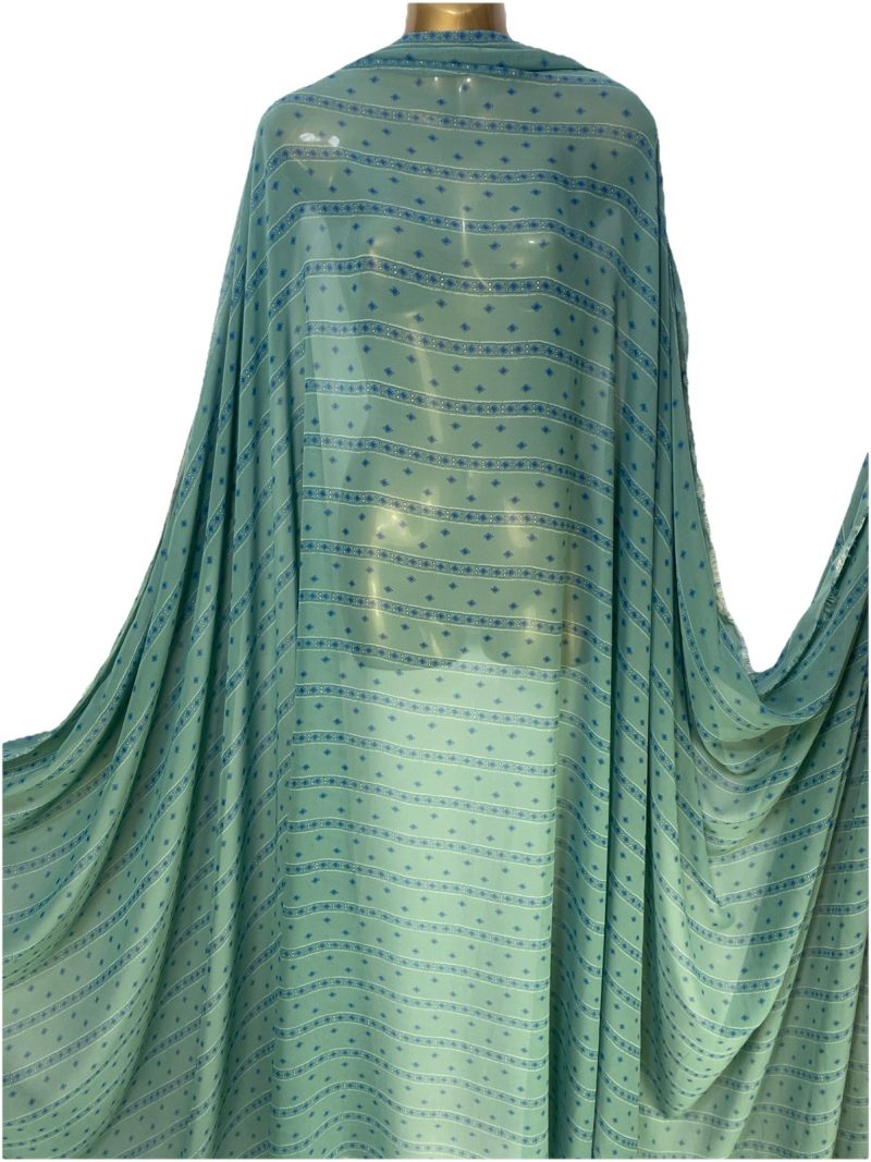 NEW Chiffon Green Blue Geometric Stripe Fabric DressCraftCurtain FREE PP 226768930132