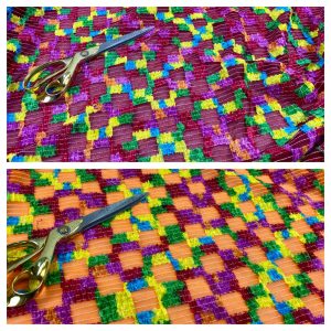 Designer Geometric 3D  Silky MultiColour Crochet Net Lace Fabric