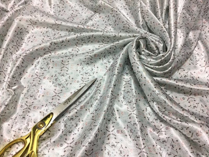 NEWLWeight Liquid Satin Pale Mint Damask Print DressCraft FabricFREE PP 322729803502