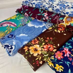 4-Way Stretch Lycra Floral Print Fabric–Designer Material Dressmaking & Crafts