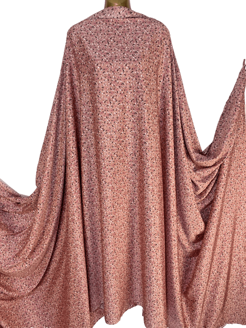 NEW Fine Crepe de Chin Salmon Pink Ditsy Floral Leaf Print Dress Fabric FREE PP 326587747223