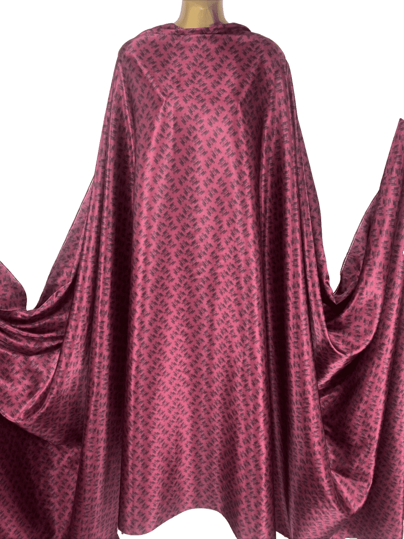 NEW Soft Smooth Satin Dark Magenta Designer Print DressCraft FabricFREE PP 325699042993