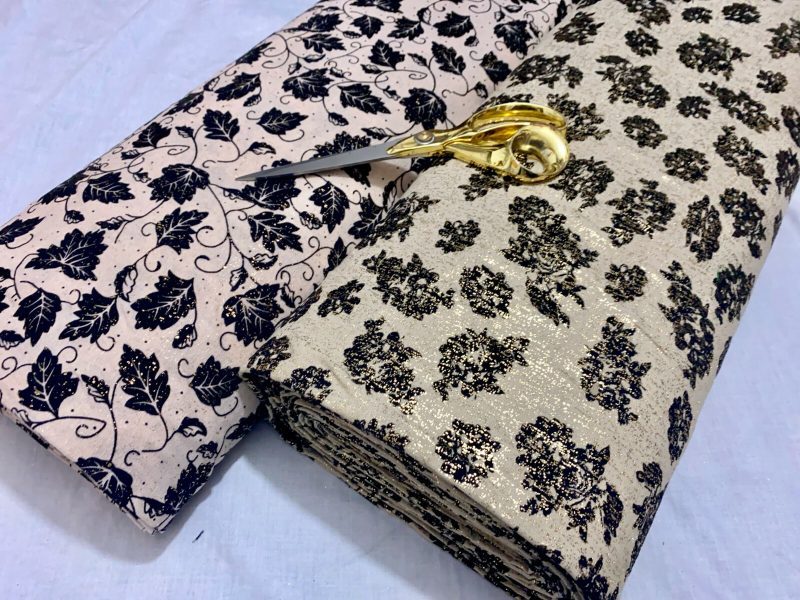 NEW Top Quality Linen Full Floral Gold Lurex Finish MaskDressCrafts Fabric 324678906583