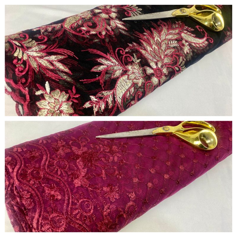 NEWSequinned Embroidered Corded Floral Net lace BridalCraftsDress Fabric 226912551873