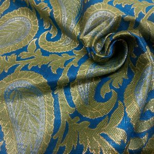 Reversible Metallic Blue-Gold Lurex Brocade Fabric  Waistcoats/Cushions/Curtains