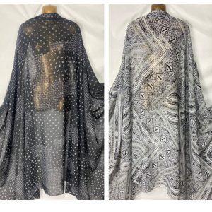 Smooth Chiffon Black/White Damask/Abstract Prints Dress/Crafts Fabric