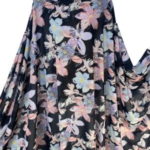 Chiffon Georgette Fabric – Black Base Large Floral Print Dress