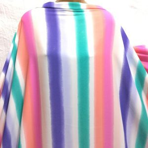 Georgette White-Multicolour Striped  Print Dress/Craft Fabric