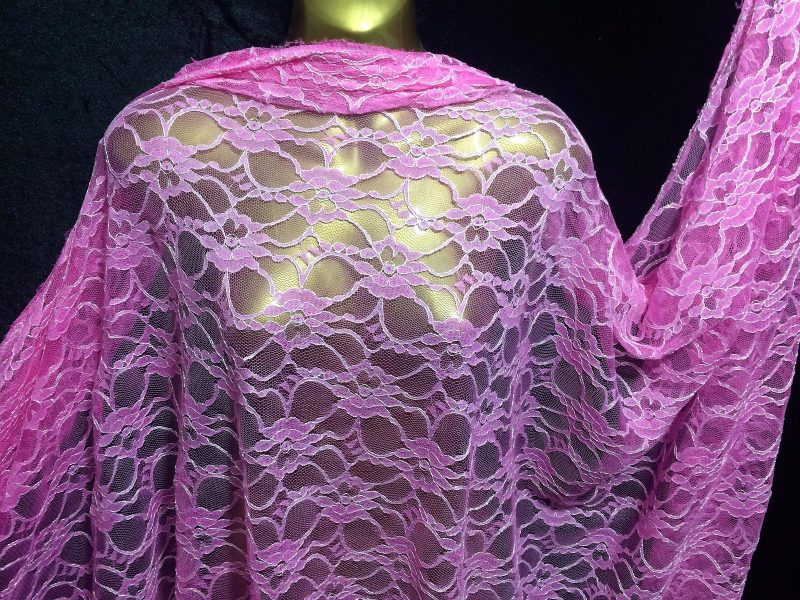 NEW Stretch Net Lace Pink White Floral DressCrafts FabricFREE PP 222483728764