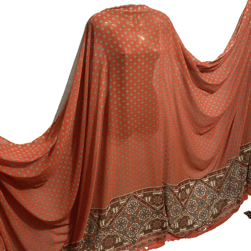 Smooth Chiffon Floral Border Damask Print