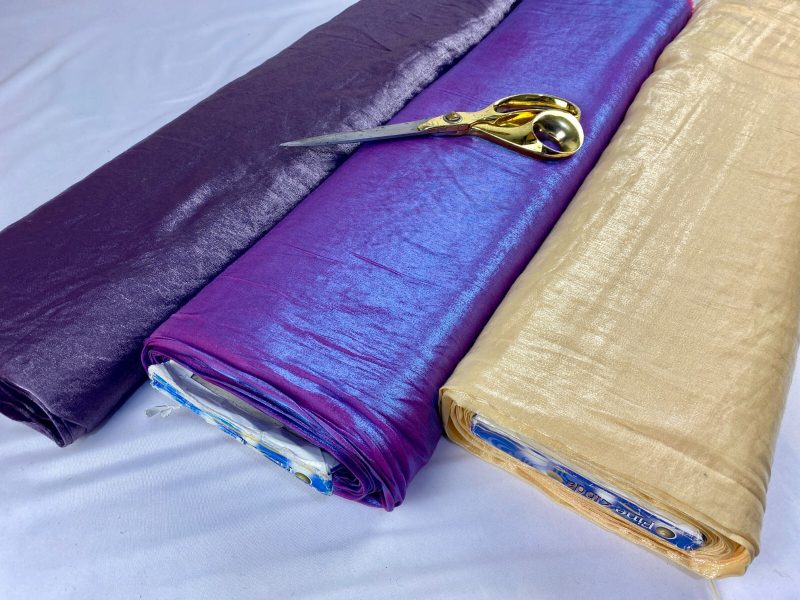 New Shimmer Lame Charmeuse Fabric Material Purple Plum Gold 60 Wide Free PP 226758913804