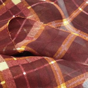 Soft Floaty  Georgette Burgundy/Orange Checked Print Dress/Crafts Fabric