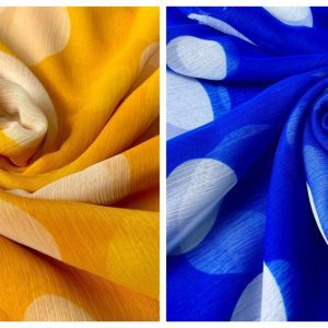 6m Approx Crinkle Chiffon Spotted Remnant Pieces of Fabric Bundle 2m+4m Lengths