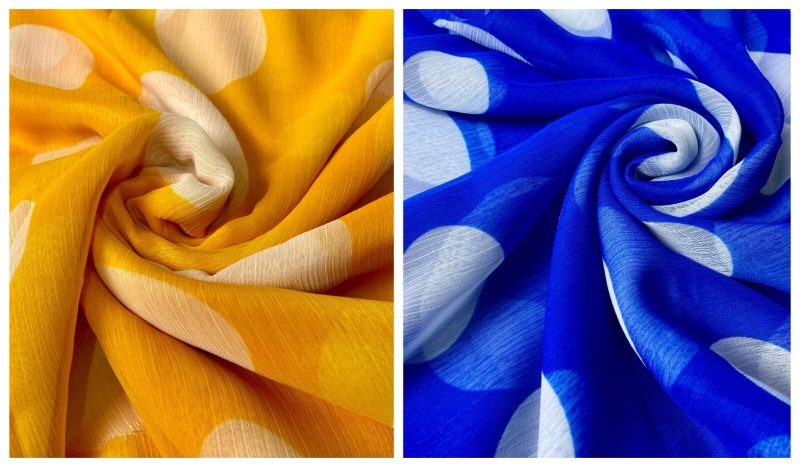 6m Approx Crinkle Chiffon Spotted Remnant Pieces of Fabric Bundle 2m4m Lengths 226238929875