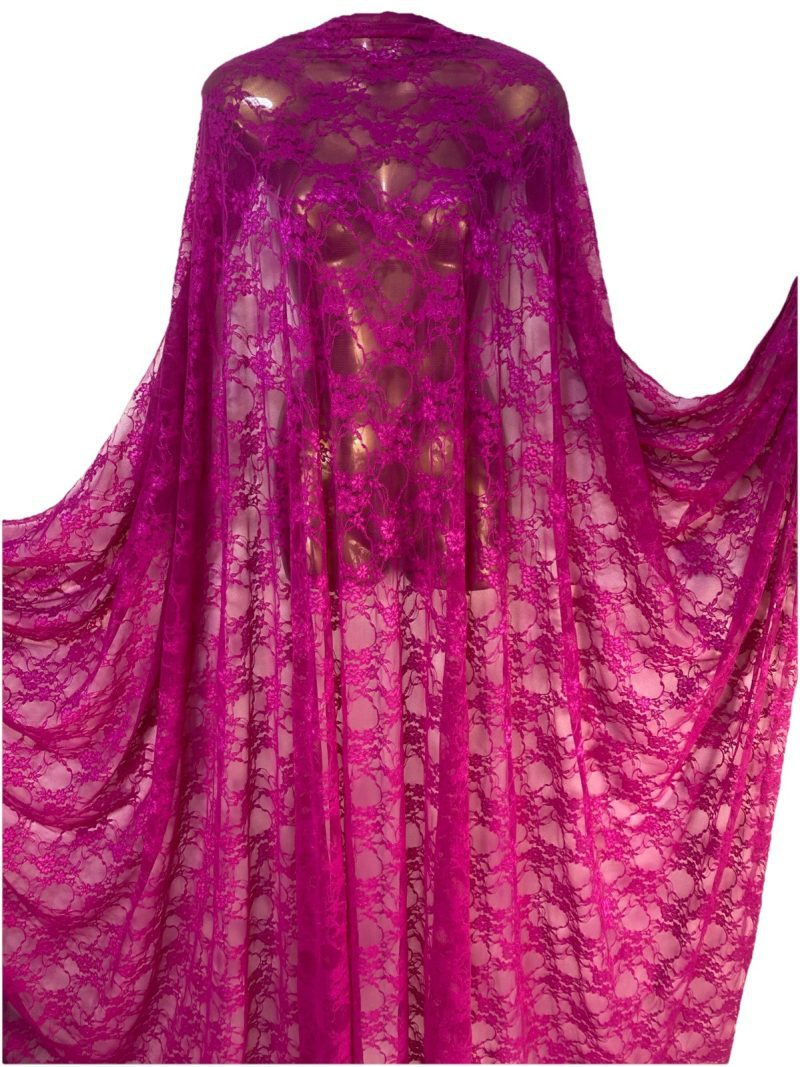 NEW Hot Pink Stretch Net Lace Fabric Floral DressBridalCurtain Craft FREE PP 226769450295