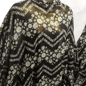 Smooth Black Chiffon *Daisies*/Chevron Print Dress/Crafts Fabric