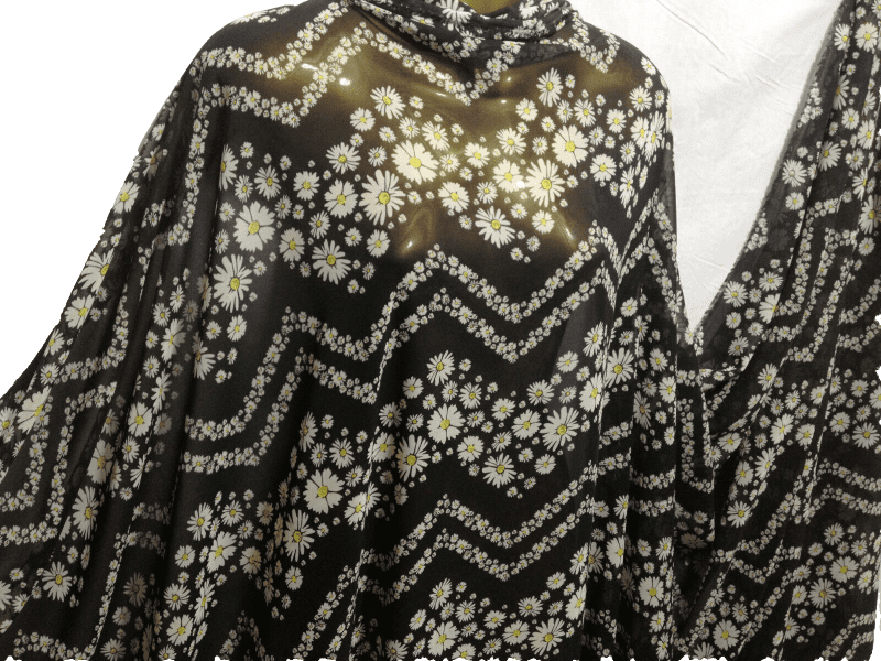 NEWSmooth Black Chiffon DaisiesChevron Print DressCrafts Fabric FREE PP 222721243435