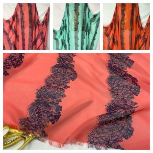 Smooth Chiffon Floral Striped Panel Prints Dress/Crafts Fabric