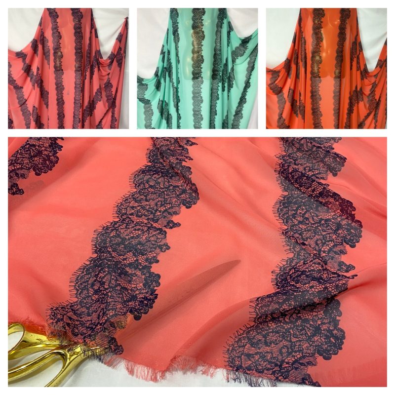 NEWSmooth Chiffon Floral Striped Panel Prints DressCrafts FabricFREE PP 226164947235