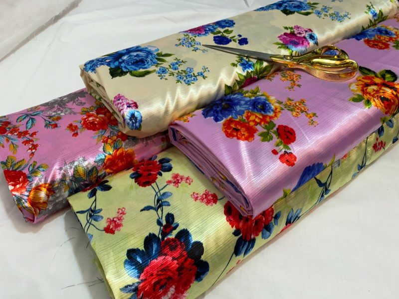 NEW Soft 100 Polyester Crinkle Satin Floral DressCrafts Fabric Material 324310282196