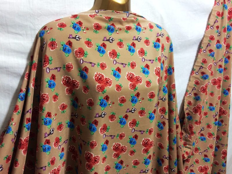 NEWLWeight Fine Smooth Polyester Roses Key Print DressCraft FabricFREE PP 322412393906