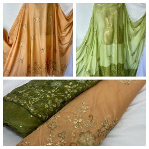 Sequinned Embroidered  Chiffon / Sateen  Bridal/Crafts/Dress Fabric