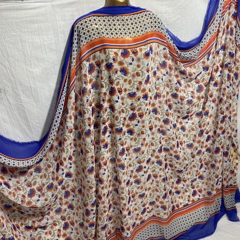 NEWSmooth Chiffon Floral Double Border StripePrint DressCrafts FabricFREE PP 225049366656