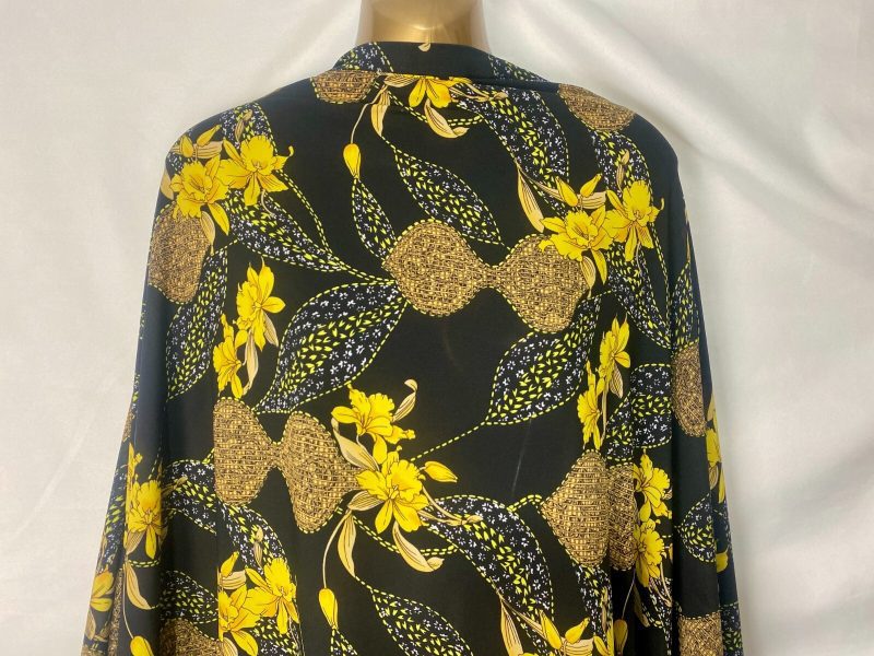 New Designer Smooth Polyester Black Base Floral Print Dress FabricFREE PP 226163890996