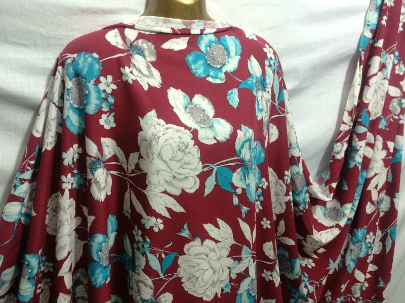 NewSoft Viscose MaroonWhite Floral Roses Print DressCraft FabricFREE PP 322203493226