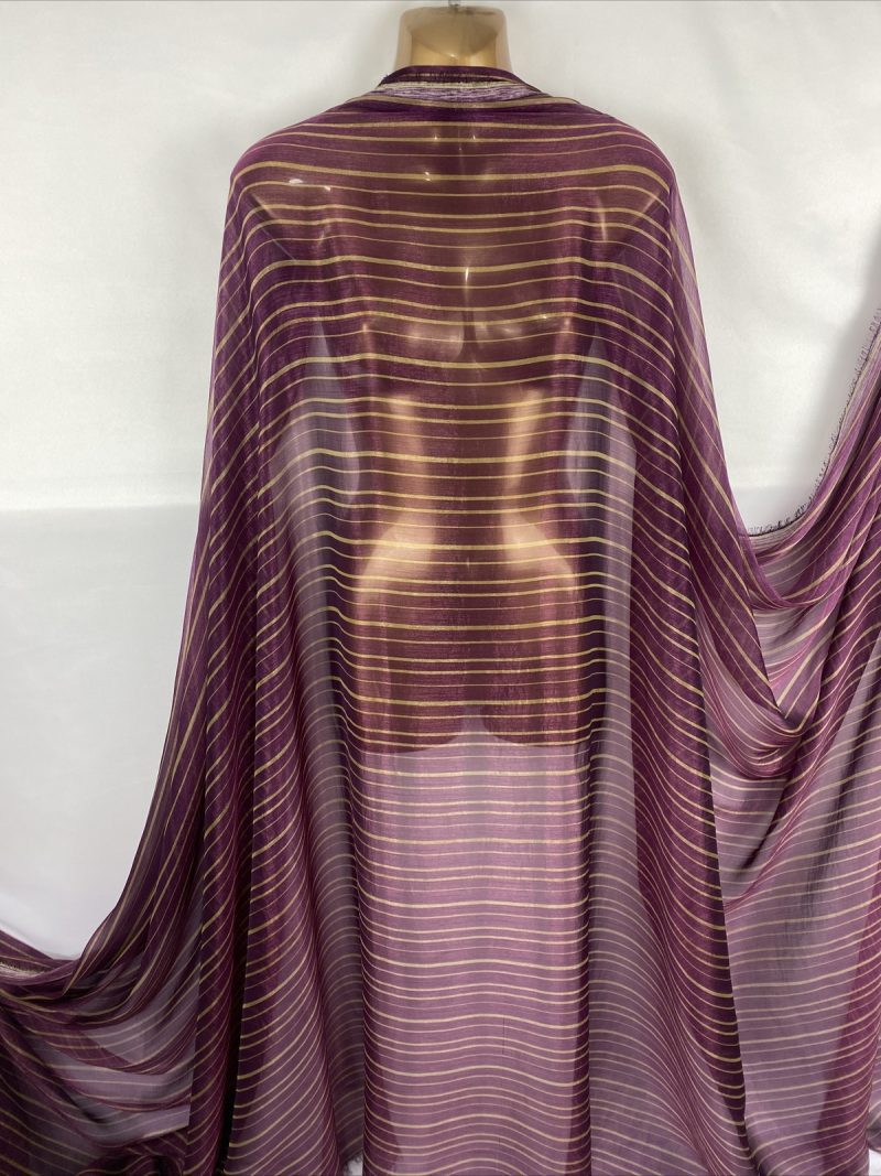 NEW Silky Chiffon Organza Purple Gold Striped DressCurtains FabricFREE PP 225613984547