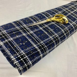 Blue-Black-White Heavy Bouclé Fabric Coat Jacket Upholstery Craft Material