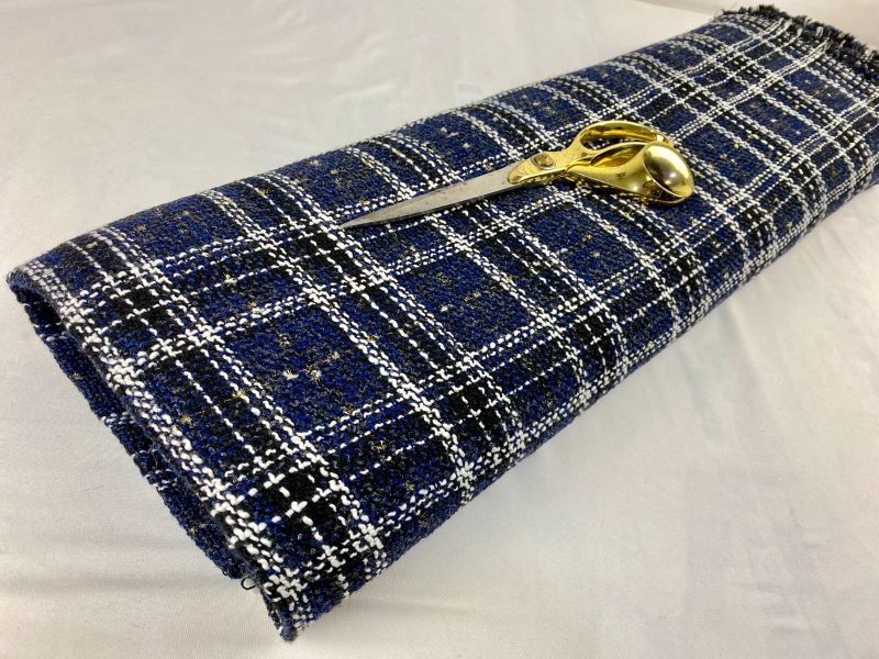 New Blue Black White Heavy Boucle Fabric Coat Jacket Upholstery Craft Material 226758854067
