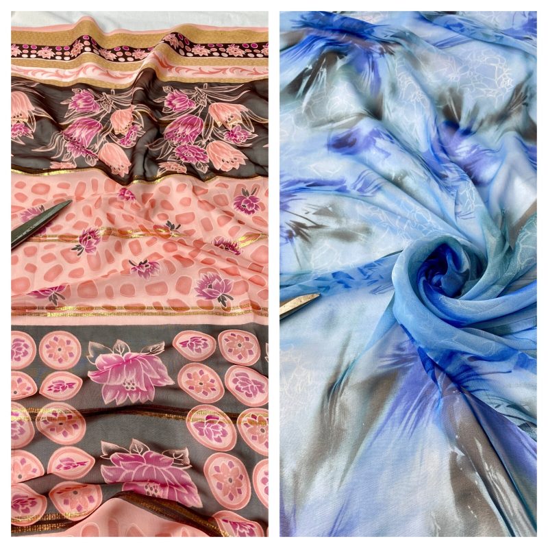 NewGold-Lurex-Striped-Floral-Border-Print-Chiffon-DressCraft-FabricFREE-PP-326149130557 NewGold Lurex Striped Floral Border Print Chiffon DressCraft FabricFREE PP 326149130557